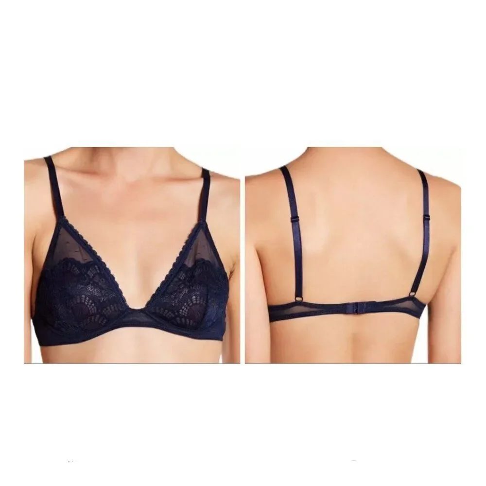 Free People Intimately Lace Triangle Bra Deep Navy 32C